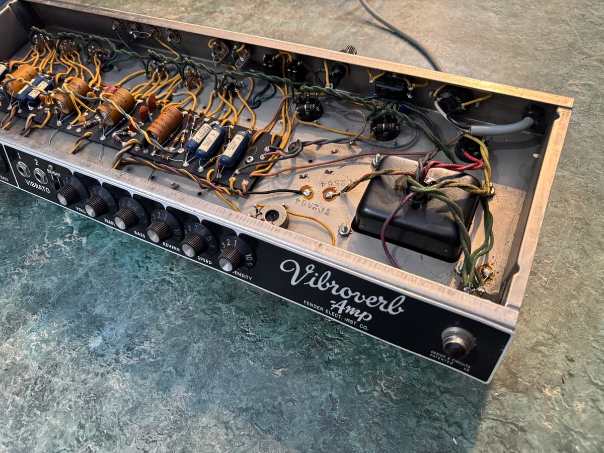 1964 Fender Vibroverb on the bench